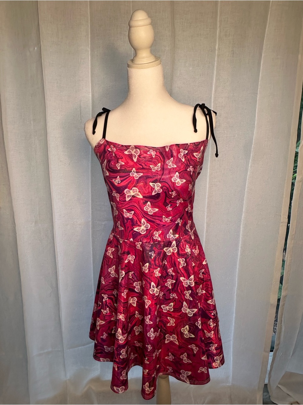 Women's Pink Butterfly Fit-and-Flare Rave Dress